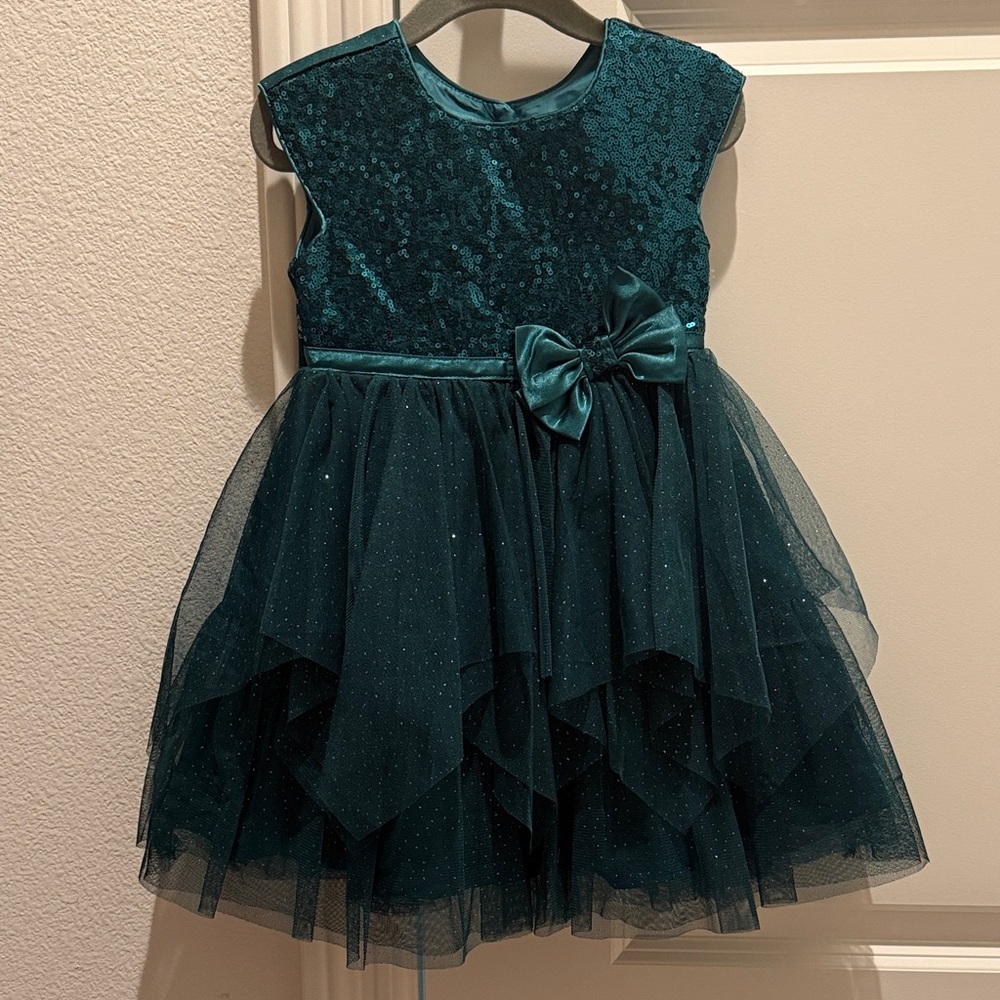 Jona Michelle Green Sequin Dress with Bow
